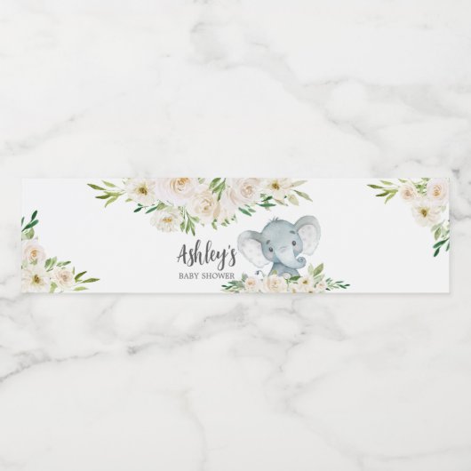 Groen Bloemen Witte Olifant Waterfles Etiket (Enkel label)