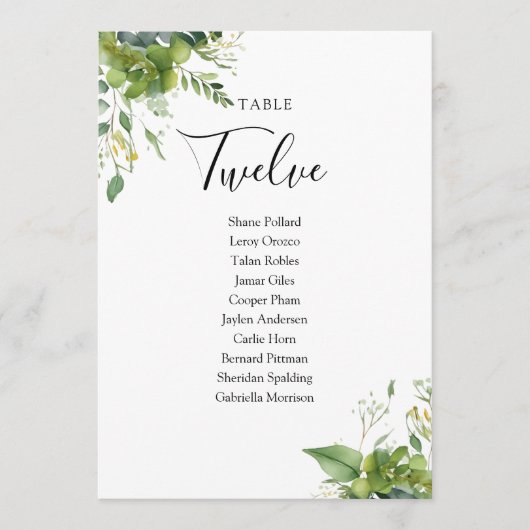 Groen Bloemen Zitplan Tafelnummer (Voorkant)