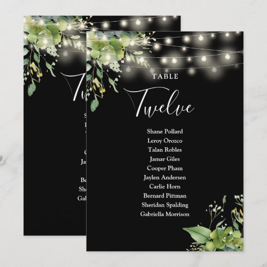 Groen Bloemen Zitplan Tafelnummer (Voorkant / Achterkant)