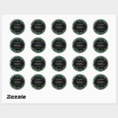 Groen & Bloemen Zwart Bruiloft Ronde Sticker (Vel)