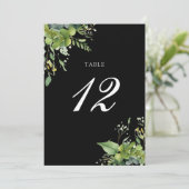 Groen Bloemen Zwart en Wit Tafelnummer (Staand voorkant)