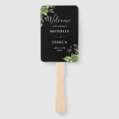 Groen Bloemen Zwart en Wit Trouwprogramma Handwaaier (Voorkant)