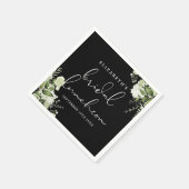 Groen Bloemen Zwart-wit Bruids Luncheon Servet (Hoek)