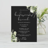 Groen Bloemen Zwart-wit Bruidsmeisjes Brunch Kaart (Staand voorkant)