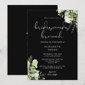 Groen Bloemen Zwart-wit Bruidsmeisjes Brunch Kaart (Voorkant / Achterkant)