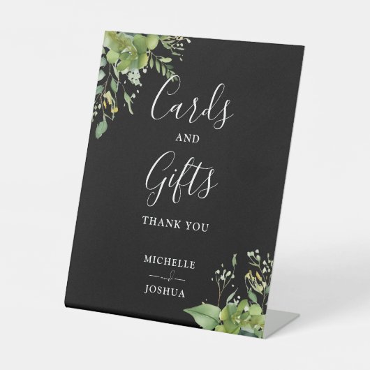 Groen Bloemen Zwart-wit Kaarten en geschenken Reclamebord Met Voetstuk (Voorkant)