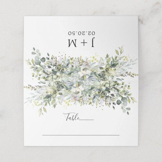 groen bloemenbruiloft gevouwen plaats kaart plaatskaartje (Buitenkant ongevouwen)