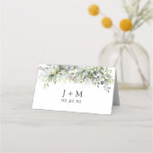 groen bloemenbruiloft gevouwen plaats kaart plaatskaartje (Achterkant)