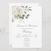 Groen bloemenbruiloft uitnodiging (Voorkant / Achterkant)