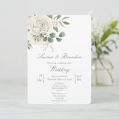Groen bloemenbruiloft uitnodiging (Staand voorkant)