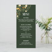 Groen Bloemend Huwelijksreceptie Menu (Staand voorkant)