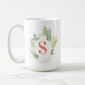 Groen Bloemend Monogram Koffiemok (Links)