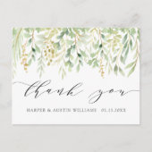 Groen Bloemendecor Trouw Dankjewel Briefkaart (Voorkant)