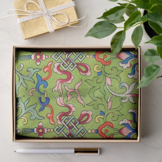 Groen bloemendecoupage weefsel tissuepapier (Geschenk)