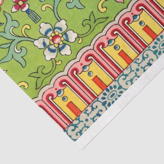 Groen bloemendecoupage weefsel tissuepapier (Detail)