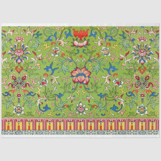 Groen bloemendecoupage weefsel tissuepapier (Voorkant)