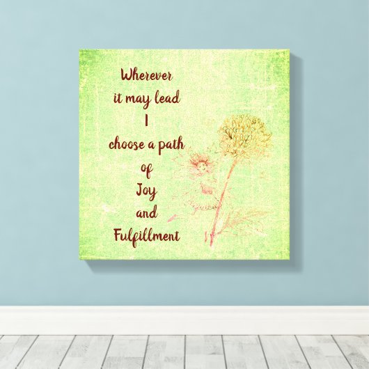 Groen bloemenfee inspirerend quote canvas afdruk (Insitu (Houten vloer))