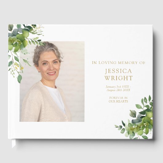 groen bloemenfoto begrafenismonument gastenboek (Voorkant)