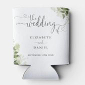 groen bloemenhart script bruiloft blikjeskoeler (Achterkant)