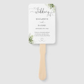 groen bloemenhart script bruiloft programma handwaaier (Voorkant)