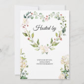 Groen bloemenhartkrans witte rozen baby kaart (Achterkant)