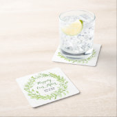 groen bloemenkrans bruiloft kartonnen onderzetters (Insitu)