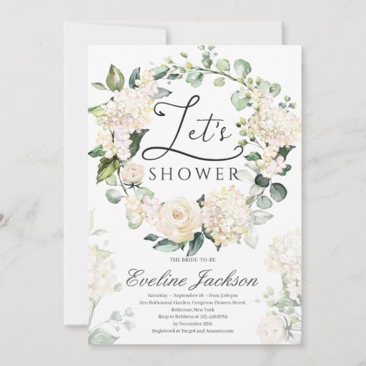 Groen bloemenkrans wit rozen goud geometrisch kaart (Voorkant)