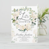 Groen bloemenkrans wit rozen goud geometrisch kaart (Staand voorkant)