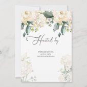 Groen bloemenkrans wit rozen goud geometrisch kaart (Achterkant)