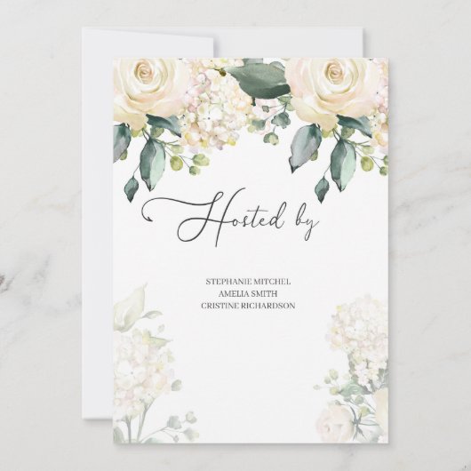 Groen bloemenkrans wit rozen goud geometrisch kaart (Achterkant)