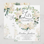 Groen bloemenkrans wit rozen goud geometrisch kaart (Voorkant / Achterkant)