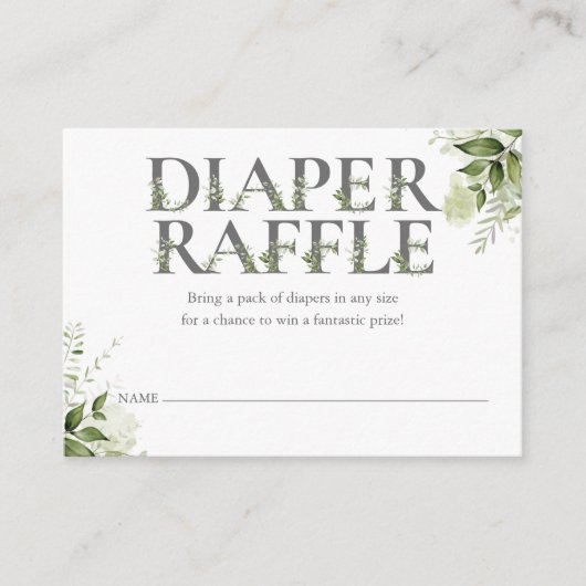 Groen Bloemenluier Raffle Baby shower Informatiekaartje (Voorkant)