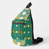 Groen bloemenpatroon groovy retro boho Crossbody Sling Bag (Rechterhoek)