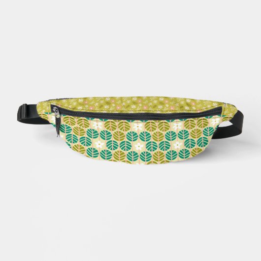 Groen bloemenpatroon groovy retro boho heuptasje (Voorkant)