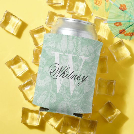 Groen  bloemenprint Monogram Blikjeskoeler (Insitu Zomer)