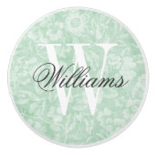 Groen  bloemenprint Monogram Keramische Knop (Voorkant)