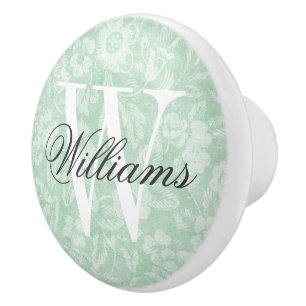 Groen bloemenprint Monogram Keramische Knop