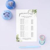 Groen Bloemensalon Service Menu Prijslijst (Enkel)