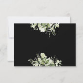 groen bloemenschrift hart zwart-wit RSVP kaartje (Achterkant)