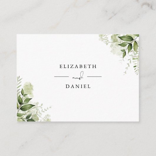 groen bloemenschrift wensend goed bruiloft informatiekaartje (Achterkant)