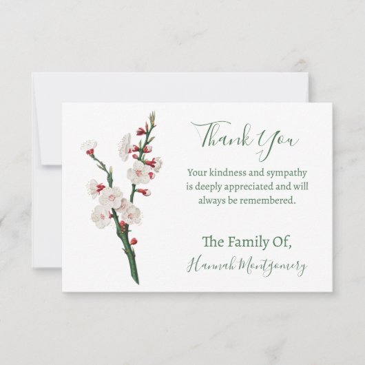  groen bloemensympathie dank u kaarten notitiekaartje (Voorkant)