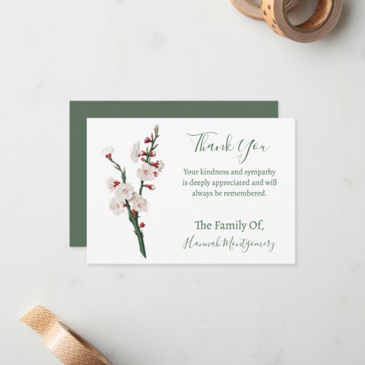  groen bloemensympathie dank u kaarten notitiekaartje (Voorkant / Achterkant in situ)