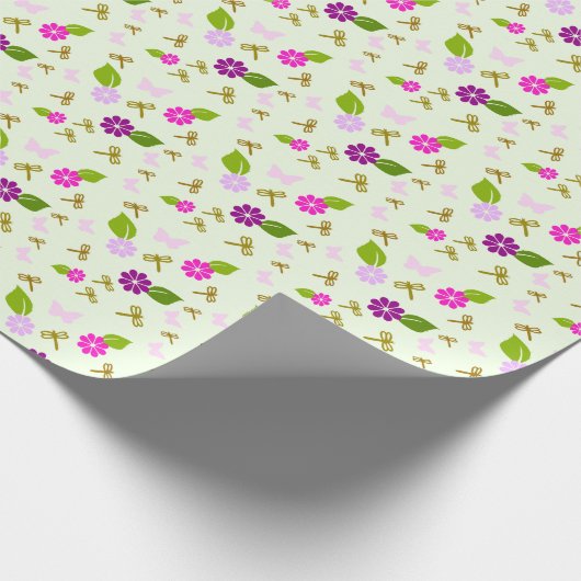 Groen Bloementuin Verjaardag Wrapping Papier (Hoek)