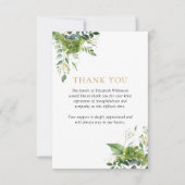 groen bloemenviering van het leven begrafenis foto bedankkaart (Voorkant)