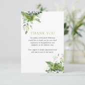 groen bloemenviering van het leven begrafenis foto bedankkaart (Staand voorkant)