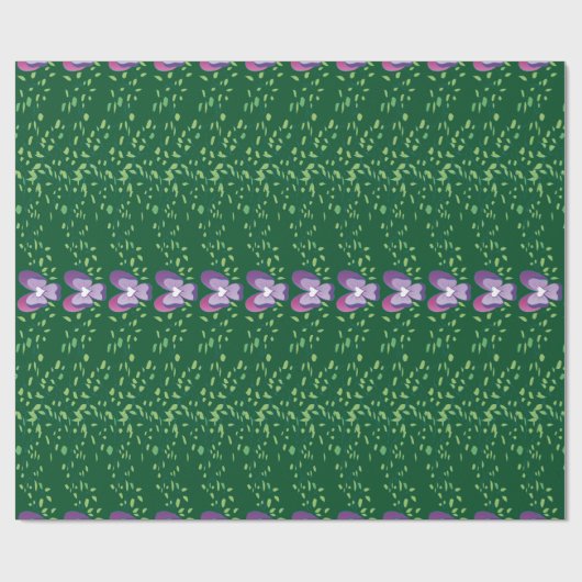  groen bloemetjespatroon cadeaupapier (Vlak)