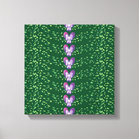 groen bloemetjespatroon canvas afdruk (Voorkant)