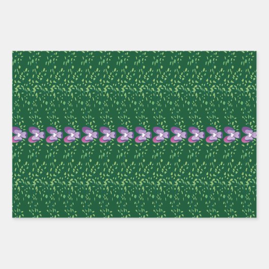  groen bloemetjespatroon inpakpapier vel (Voorkant 3)