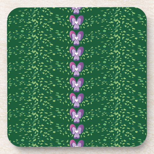  groen bloemetjespatroon onderzetter (Voorkant)