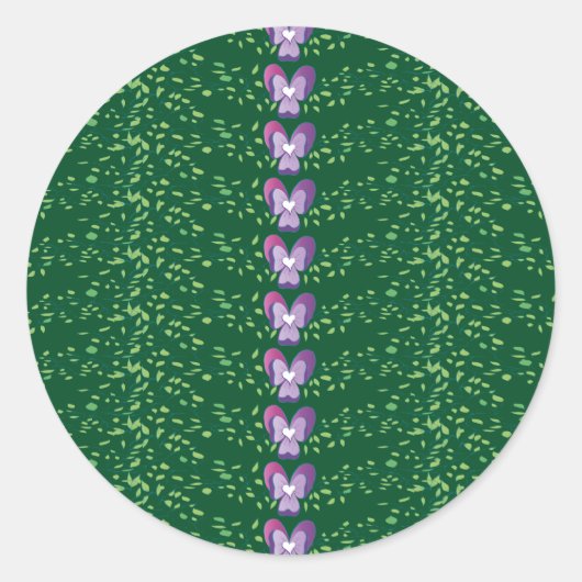  groen bloemetjespatroon ronde sticker (Voorkant)
